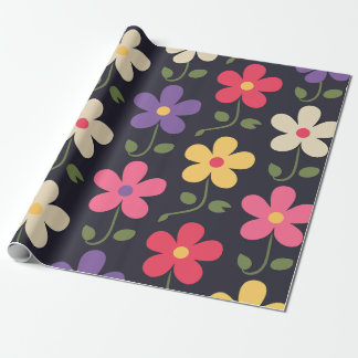 Papier Cadeau Modèle floral coloré sur Arrière - plan foncé