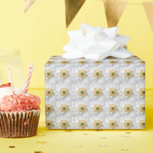 Papier Cadeau Modèle floral d'anémone japonais blanc