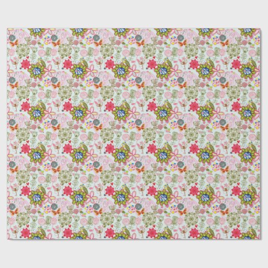Papier Cadeau Modèle floral dans style rétro 2 (Plat)