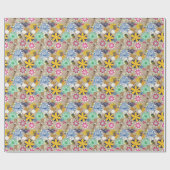 Papier Cadeau Modèle floral dans style rétro 3 (Plat)