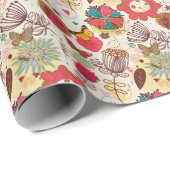 Papier Cadeau Modèle floral dans style rétro 4 (Coin rond)