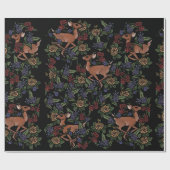 Papier Cadeau Modèle floral de cerfs (Plat)