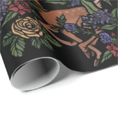 Papier Cadeau Modèle floral de cerfs (Coin rond)