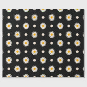 Papier Cadeau Modèle floral de marguerite noire rétro (Plat)
