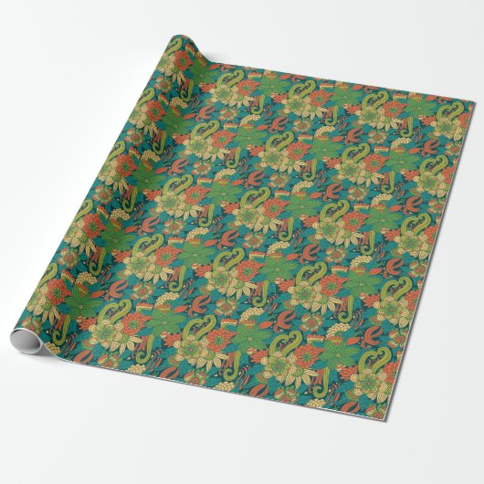 Papier Cadeau Modèle floral d'été (Déroulé)