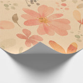 Papier Cadeau Modèle floral doré rose corail (Coin)