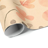 Papier Cadeau Modèle floral doré rose corail (Coin rond)