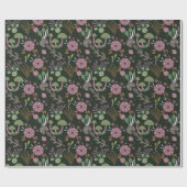Papier Cadeau Modèle floral foncé (Plat)