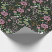 Papier Cadeau Modèle floral foncé (Coin)