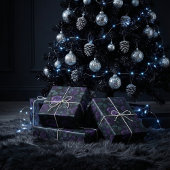 Papier Cadeau Modèle floral gothique foncé avec Roses violets pr