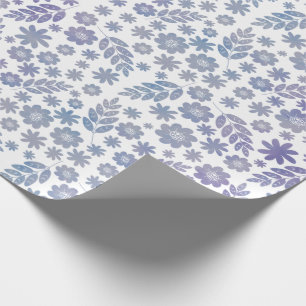 Papier Cadeau Modèle floral gris et lavande
