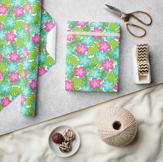 Papier Cadeau Modèle floral hawaïen tropical d'été (Artisanat)