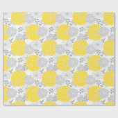 Papier Cadeau Modèle floral jaune et gris chic (Plat)