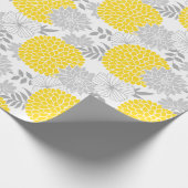 Papier Cadeau Modèle floral jaune et gris chic (Coin)