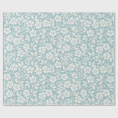 Papier Cadeau Modèle floral. Jolies fleurs sur fond bleu gris (Plat)