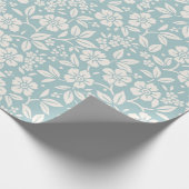 Papier Cadeau Modèle floral. Jolies fleurs sur fond bleu gris (Coin)
