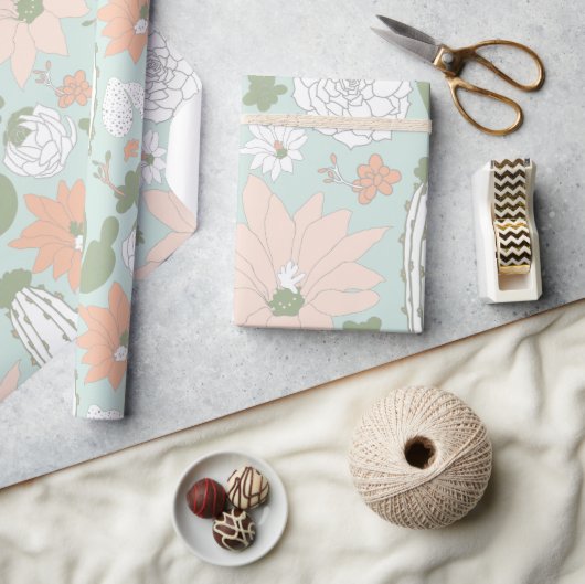 Papier Cadeau Modèle floral lunaire de cactus (Artisanat)