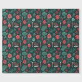Papier Cadeau Modèle floral moderne unique de Noël (Plat)