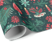 Papier Cadeau Modèle floral moderne unique de Noël (Coin rond)