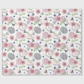 Papier Cadeau Modèle floral mou (Plat)