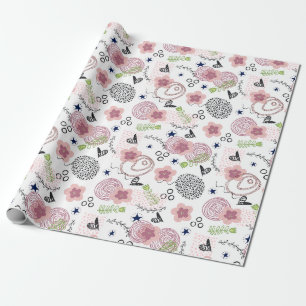Papier Cadeau Modèle floral mou
