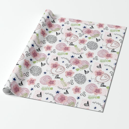 Papier Cadeau Modèle floral mou (Déroulé)