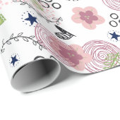 Papier Cadeau Modèle floral mou (Coin rond)