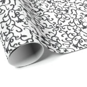 Papier Cadeau Modèle floral noir mignon sur mur Arrière - plan b (Coin rond)