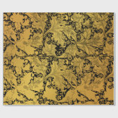 Papier Cadeau Modèle Floral Or Fleur orientale (Plat)