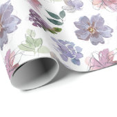 Papier Cadeau Modèle Floral pourpre (Coin rond)