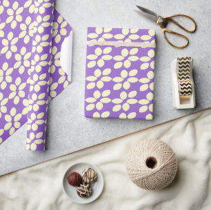 Papier Cadeau Modèle floral pourpre et jaune