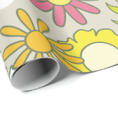 Papier Cadeau Modèle floral rétro (Coin rond)