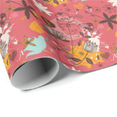 Papier Cadeau Modèle floral rétro 7 (Coin rond)