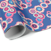 Papier Cadeau Modèle floral rétro coloré (Coin rond)