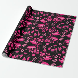Papier Cadeau Modèle floral rose moderne scandinave