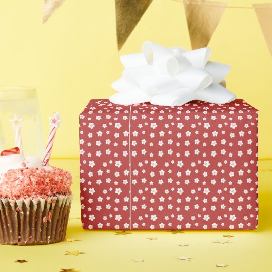 Papier Cadeau Modèle Floral rouge (Fête d'anniversaire)