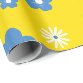 Papier Cadeau Modèle floral sur un arrière - plan jaune (Coin rond)