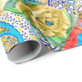 Papier Cadeau Modèle floral tropical (Coin rond)