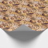 Papier Cadeau Modèle floral tropical avec tigre (Coin)