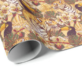 Papier Cadeau Modèle floral tropical avec tigre (Coin rond)