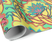 Papier Cadeau Modèle floral tropical de Key West Island (Coin rond)