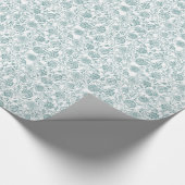 Papier Cadeau Modèle Floral turquoise & blanc (Coin)