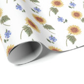 Papier Cadeau Modèle floral ukrainien bleu/jaune. Ukraine (Coin rond)