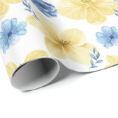 Papier Cadeau Modèle floral ukrainien bleu/jaune. Ukraine (Coin rond)