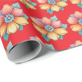 Papier Cadeau Modèle Floral vintage (Coin rond)