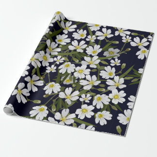 Papier Cadeau Modèle floral vintage sans brosse avec champ blanc