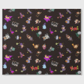Papier Cadeau Modèle Halloween sorcières (Plat)