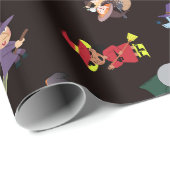 Papier Cadeau Modèle Halloween sorcières (Coin rond)