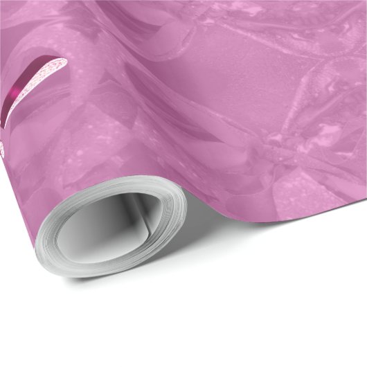 Papier Cadeau Modèle joyeux Noël Écriture rose élégante (Coin rond)