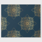 Papier Cadeau Modèle Mandala Damask Or (Plat)